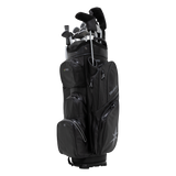 dri play golf club bag right 45 profile with clubs and umbrella black